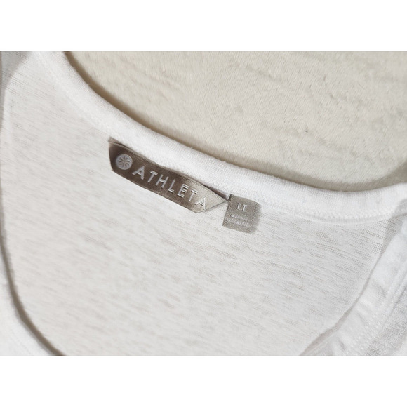 Sz LT Athleta Tank Top White Flowy Side Slits Womens Size Large - Picture 2 of 8
